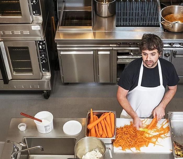 Man cooking in a Middleby industry kitchen 